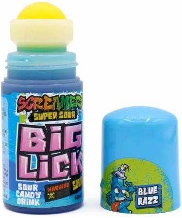 Screamers Big Lick Blue Razz Sour Candy Drink - 4 x 60ml Sour Roller Candy - TICK TOK Sweets - Blue Raspberry - Gluten Free - Halal - Buy Online on GoSupps.com