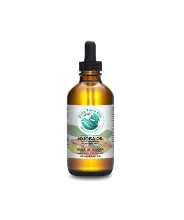 Bella Terra Oils Jojoba Oil. 4 oz. 100% Pure Cold-pressed Unrefined Organic Lightweight Natural Moisturizer for Skin Hair 4 Fl Oz (Pack of 1)