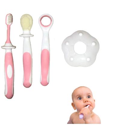 Boyizupha 3Pcs/Set Baby Tongue Cleaner Newborn+Soft Bristle Toothbrush+Training Teeth Brush for Kids Infants Toddlers 3 Stage Oral Care Set