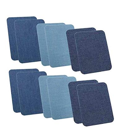 Pack of 12pcs Iron On Denim Patches for Jeans Clothing Repair Elbow Pants Knees 12.5 X 9.5cm(4.9" X 3.7") (Style 1)