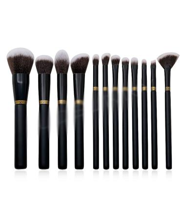 12 Pieces Of Black Wood Handle Makeup Brush Set Golden Auspicious Cloud Powder Eye Brush(As shown in the figure D) As shown in the figure D