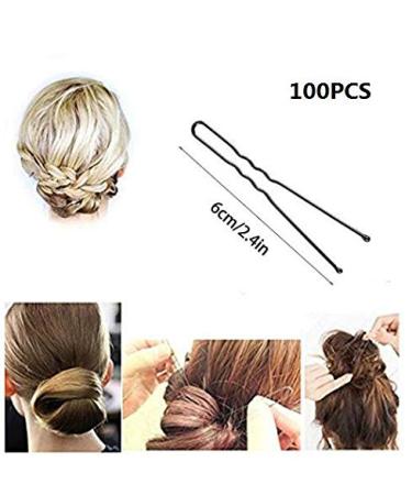 DNHCLL 100PCS Black Metal U-Shape Bobby Pins - Curved Bun Hair Clip for Girls, Women, and Hairdressing Salon - Buy Online on GoSupps.com