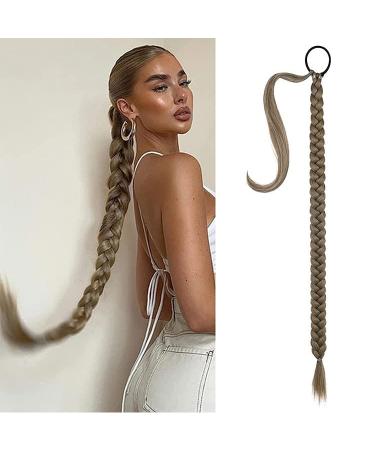 KARLOR Ponytail Hair Extensions 80 cm with Hair Scrunchie Natural Synthetic Hair Braids Hair Extensions for Braiding Long Ponytail Brown Hairpiece for Women