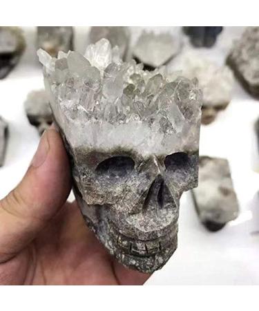 1pc Natural Clear White Quartz raw Crystal Cluster Stone Carved Skulls Obelisk