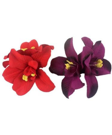 Limtula Double-Orchid Hair Clip for Female Fabric Ponytail Holder Vintage Hair Brooches Korean Style Headdress Bridal Side Clip Orange - Buy Online on GoSupps.com
