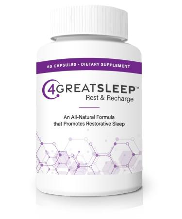 4GreatSleep Natural Sleep Aid with Melatonin, GABA, Ashwagandha & L-Tryptophan Fall Asleep Faster, Stay Asleep Longer Non-Habit Forming Sleep Support for Adults 60 Capsules 1
