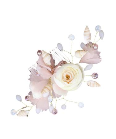 DOITOOL Bridal Hair Comb Hanfu Headwear Womens Hair Clips Hair Rhinestone Flower Hair Insert Comb Prom Hair Accessories Tiara Wedding Flowers Bride Zircon Pink The Flowers