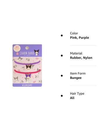 Sanrio Kuromi Hair Ties | 2pcs Ponytail Accessories Set | Kuromi/Face Designs - Buy Online on GoSupps.com