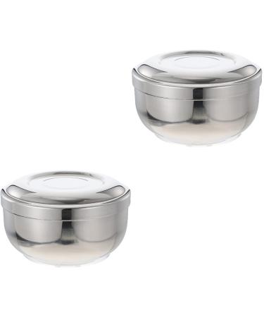2 pieces size lid soup safety fur care razor home cream bowl Supplies razor soap steel lid puck barber foam male with for bubble use use men shop silver men bowl 1 count (pack of 1) silver