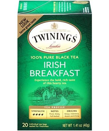 Twinings of London Irish Breakfast Black Tea Bags, 20 Count