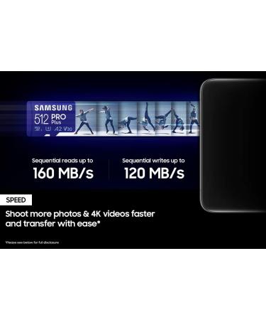 Samsung PRO Plus 512GB microSDXC Card with Adapter | Up to 160MB/s | UHS-I U3 A2 V30 | Full HD & 4K UHD Memory Card for Android, GoPro, DJI Drone - Buy Online on GoSupps.com