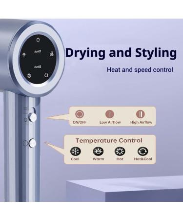 Hair Dryer - 110000 RPM High-Speed Brushless Motor Negative Ionic Blow Dryer for Fast Drying 1400W 4Temps /2Speeds Low Noise Thermo-Control Hairdryer with Magnetic Nozzle&LED Display - Buy Online on GoSupps.com