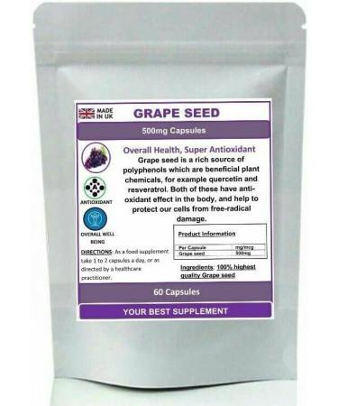 Grape Seed Capsules 500mg Super Strong Antioxidant SkinAnti inflammatory 30 - Buy Online on GoSupps.com