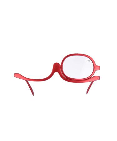 Eye Makeup Glasses  Magnifying Makeup Glasses Single Lens  Make Reader Ladies Eyes Makeup Glasses Rotating Eye Essential Tool 150 + red
