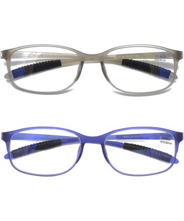 Buy Mcoorn Reading Glasses for Men & Women - 2 Pack Anti-Blue Lightweight Flexible with Case - 3.5x Magnification (Grey + Blue) - Buy Online on GoSupps.com