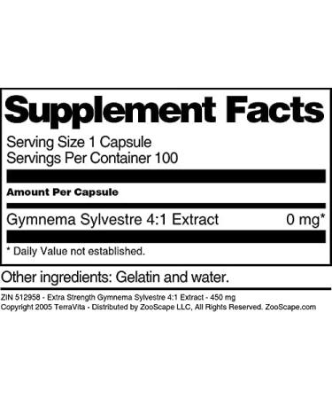 Extra Strength Gymnema Sylvestre 4:1 Extract - 450 mg (100 Capsules ZIN: 512958) - Buy Online on GoSupps.com