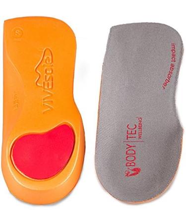 PRO 11 WELLBEING 1 Pair of Ultra Slim Fitting 3/4 Orthotic Insoles with Poron Heel Cushion Plantar Fasciiits Releif (S 5/6.5 UK Orange) S 5/6.5 UK Orange - Buy Online on GoSupps.com