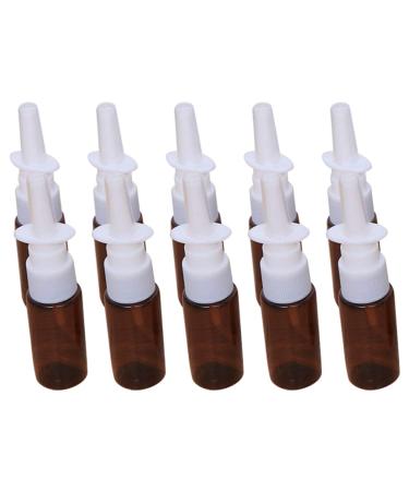 EXCEART Nasal Spray Bottle Empty Plastic Pump Sprayer Mist Nose Spray Refillable Bottle For Saline Water Wash Applications Brown 15ml 10pcs