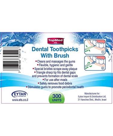 TOPMED ETS Dental Brush Teeth Pick Plastic Floss Toothpick Interdental Brush (300 Count) - Oral Care Solution - Buy Online on GoSupps.com