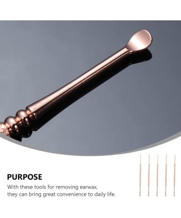 5Pcs Spiral Ear Wax Remover Set - Stainless Steel Ear Cleansing Tools for Adults | Rose Gold Ear Picks Scoop - Buy Online on GoSupps.com