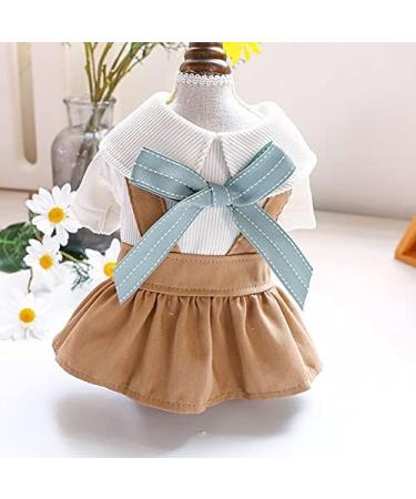 LTUZPet Plaid Dog & Cat Dress Tutu with Bow Knot - Khaki Pet Clothes for Girls Perfect for Parties - Small Size - Buy Online on GoSupps.com