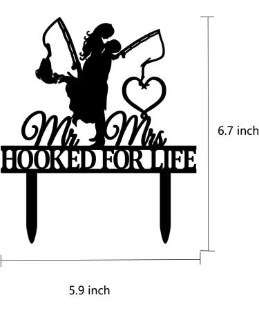 Funny Fishing Wedding Cake Topper - HOOKED FOR LIFE - Groom Hugging Bride Fishing Couple Cake Topper Mr&Mrs Wedding Cake Topper (Fishing Couple) - Buy Online on GoSupps.com