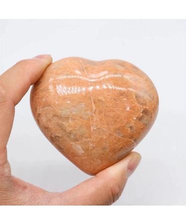 Healing Crystal. 120g-280g Natural Healing Stones Flashy Peach Moonstone Hearts 1PC (Color : 1pc 150g-180g)