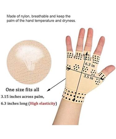 Compression Gloves for Arthritis Relief - Magnetic Fingerless Hand Support for Joint Pain - Nude Color - Buy Online on GoSupps.com