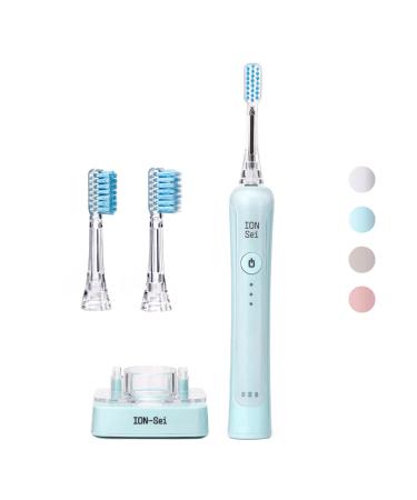 ION-Sei - Electric Toothbrush/Patented Ionic Sonic Toothbrush (up to 31 000 Brush Movements/Minutes) from Japan for Electronic & Ionic Tooth Cleaning & Gum Care - Lake Blue