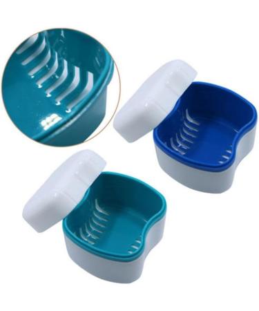 Buy Dark Blue Dental Prostheses Container Set Sieve Cleaning Brush & Storage for Braces & False Teeth | International Shipping - Buy Online on GoSupps.com