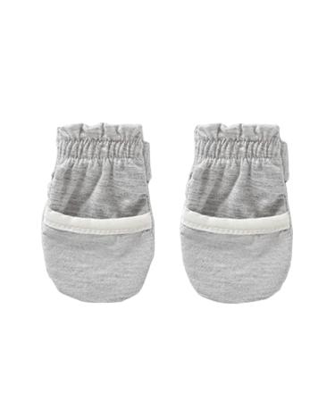 Newborn Baby No Scratch Mittens Infants Soft Breathable Cotton Mitts Adjustable Gloves Hands Warmer Newborn Essentials for 0-5 Months Ideal for Baby Shower Grey