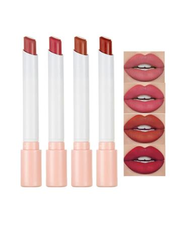 HADAVAKA Matte Lipstick 4 Shades - Moisturizing and Velvety Set Long-Lasting Waterproof with Nourishing Heart (A)
