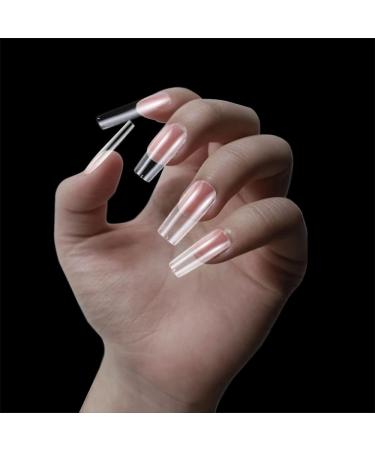 Extra Long Clear Square full cover Press on nails Manicure Fake Nails for Nail Salon DIY Design Practice 504pcs clear A
