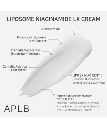 APLB Liposome Niacinamide LX Cream | LIPO LX NIAC CEN 33.5% 1.86 FL.OZ/Korean Skincare Efficient absorption Long lasting hydration Revitalize for gentle and improve skin texture - Buy Online on GoSupps.com