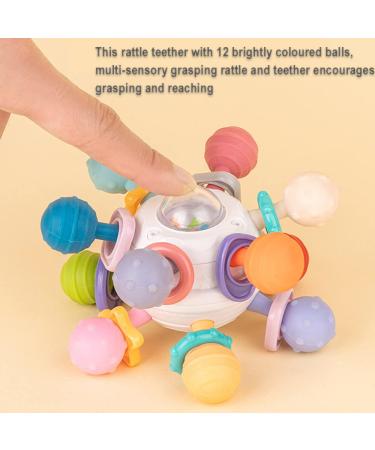 Soft Silicone Teething Ball Toys | Sensory Teether Balls for Baby Boys & Girls 0-18 Months | Colorful Grasping Activities and Rattle | Perfect Baby Gift - Buy Online on GoSupps.com