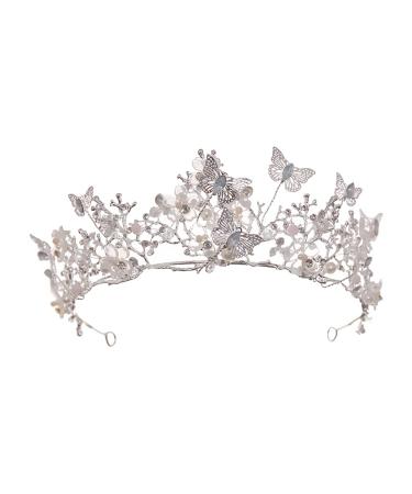 Lurrose Baroque Wedding Crown Butterflies Flowers Bridal Baroque Queen Crown Crystal Birthday Tiara Bridal Headpiece for Women and Girls - Buy Online on GoSupps.com