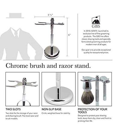 G.B.S Vintage Chrome Razor and Brush Stand - Compatible with DE Razors for Prolonged Wet Shaving | Stylish Holder for Any Brush and Razor - Buy Online on GoSupps.com