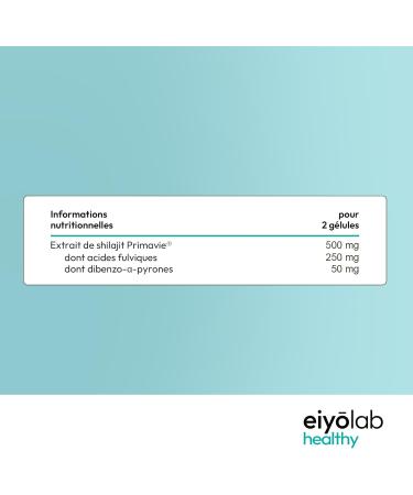 Shilajit Brevet PRIMAVIE | Extrait Pur en G lules | Immunit Musculation et Articulations | Riche en Acide Fulvique (50%) et en Acide Humique (10%) | 60 G lules V g tales | Eiyolab - Buy Online on GoSupps.com