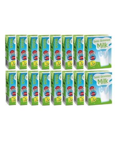 VIVA Semi Skimmed Milk 200ml x 16 - UHT Milk Cartons Ideal For School or Travel Natural Source of Calcium and Protein