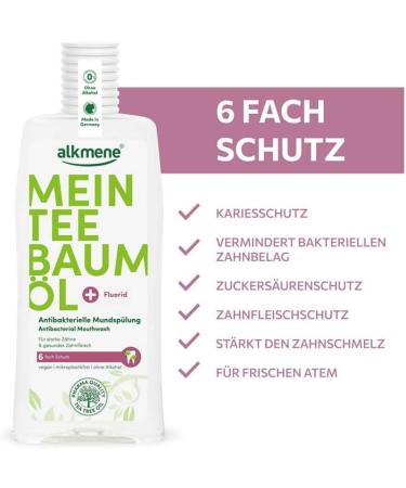 Buy Alkmene Tea Tree Oil Antibacterial Mouthwash 500ml | Best International Shipping & Natural Oral Care - Buy Online on GoSupps.com