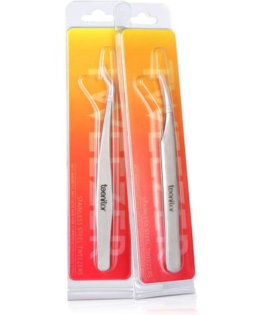 Teenitor 2-Piece Professional Stainless Steel Eyelash Extension Tweezers Set Dolphin-Shaped & Curved Pointed Tips for Precision Nipping - Buy Online on GoSupps.com