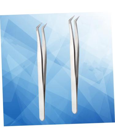 Frcolor 2pcs Curved Lipped Eyelash Extension Tweezers - Professional Angled Lash Curlers & Salon Accessories for Perfect Fake Eyelashes - Buy Online on GoSupps.com