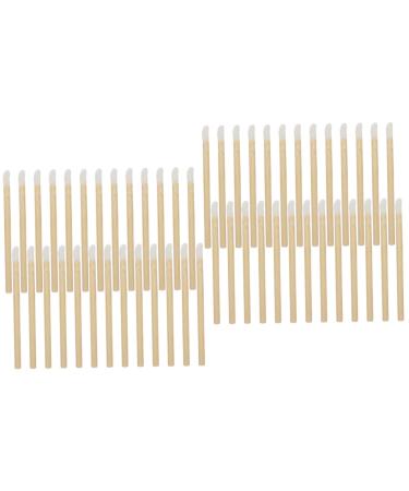 FRCOLOR 200 Pcs Wooden Lip Brush Makeup Use Lipstick Brush Silicone Eyeshadow Brush Lip Brush with Wooden Handle Makeup Supplies Lip Applicator Lip Brush for Lipstick Bamboo Disposable