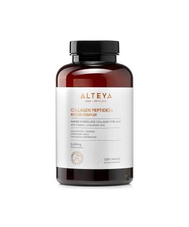Alteya Organics Collagen Peptides & Rose Oil Complex Beauty Supplement with 3200mg Marine Hydrolyzed Collagen Type I & III, Vitamin C & Hyaluronic Acid Skin, Hair, Nail & Joint Support