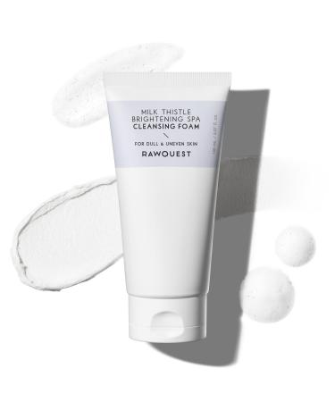 RAWQUEST- Korean Daily Exfoliating Foaming Face Wash Gentle Facial Scrub for Deep Pore Cleansing Brightening Remove Blackheads Dead Skin Cells & Skin Impurities for Combination Skin 5.07 Fl. Oz Milk Thistle