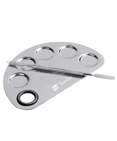 Makeup Mixing Palette with Spatula Semi Circle shaped Stainless Steel Tool for Cosmetic Nail Art Eye Shadow Lipstick Concealer Foundation