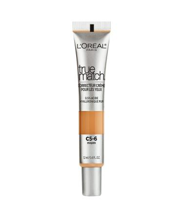L Or al Paris True Match Eye Cream Concealer | 0.5% Hyaluronic Acid | Medium C5-6 | 0.4 fl. oz. - Best Eye Makeup for All Skin Types - Buy Online on GoSupps.com