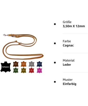 Adjustable Dog Liner for Small & Large Dogs - 3.50m x 12mm Cognac - Durable Double Linen - Buy Online on GoSupps.com