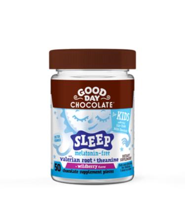 Good Day Chocolate Natural Valerian Root for Kids Herbal Sleep Supplement Organic Wildberry Flavor Fair Trade and Non-GMO Chocolate L-Theanine 50 Pieces