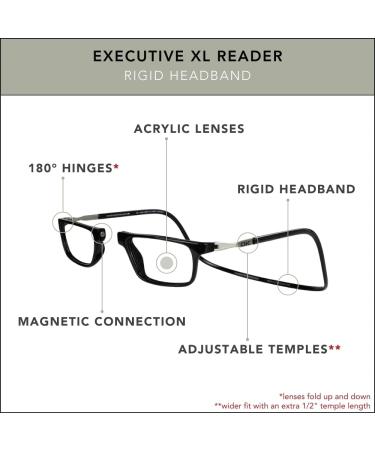 Clic Magnetic Reading Glasses - Unisex Computer Readers Executive XL (2.00 Magnification) - Stylish & Comfortable Perfect for Daily Use - Buy Online on GoSupps.com